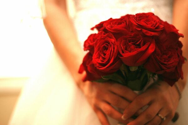 Wedding bouquet of red roses