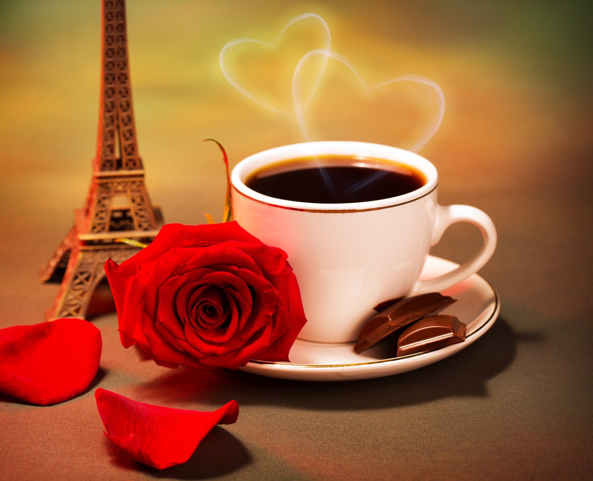 flowers roses love coffee red rose eiffel tower