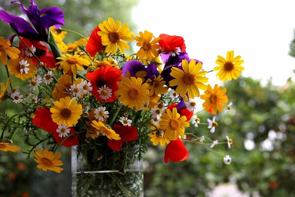 Ein Sommerstrauß aus bunten Blumen