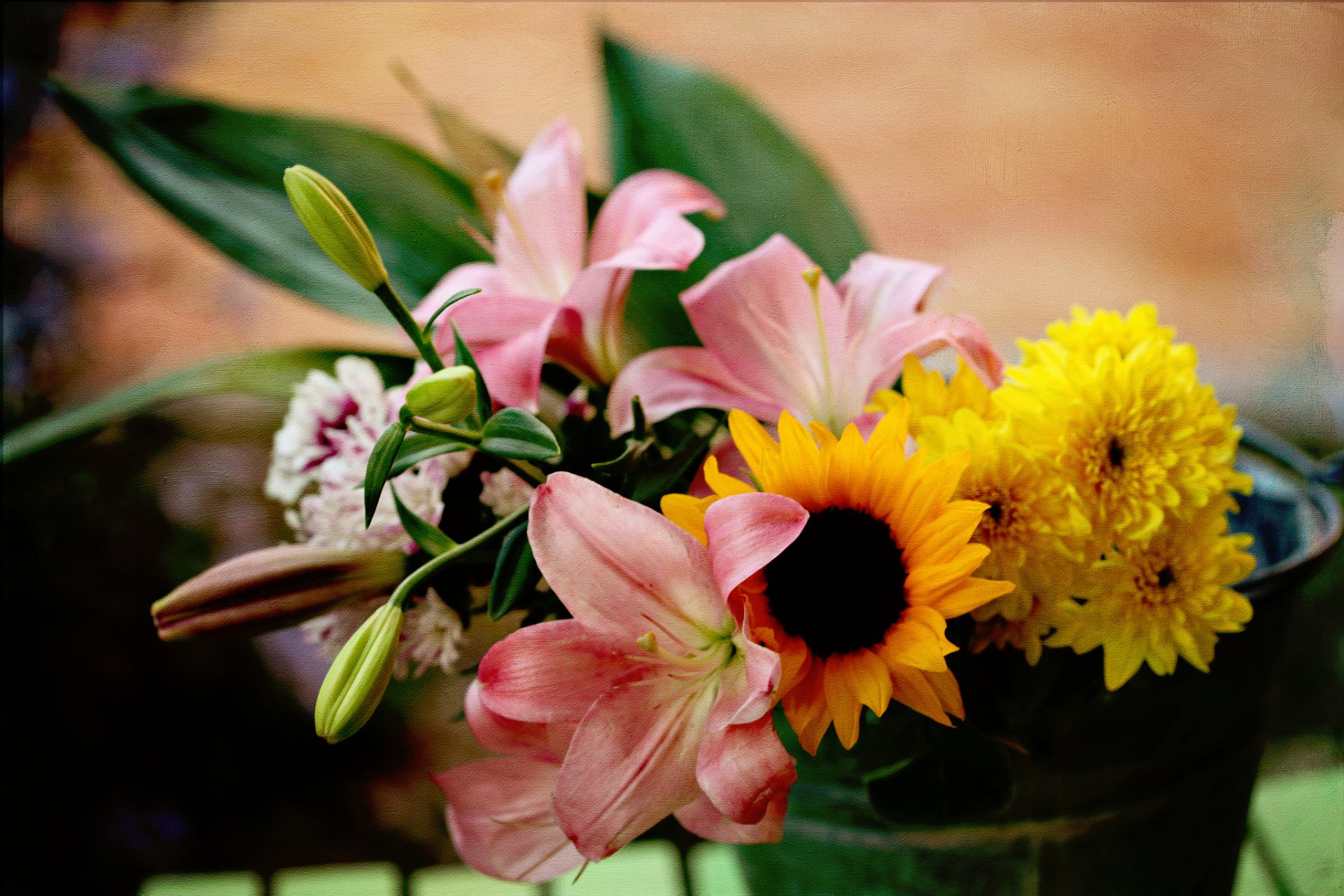 lilies chrysanthemum sunflower © elena di guardo