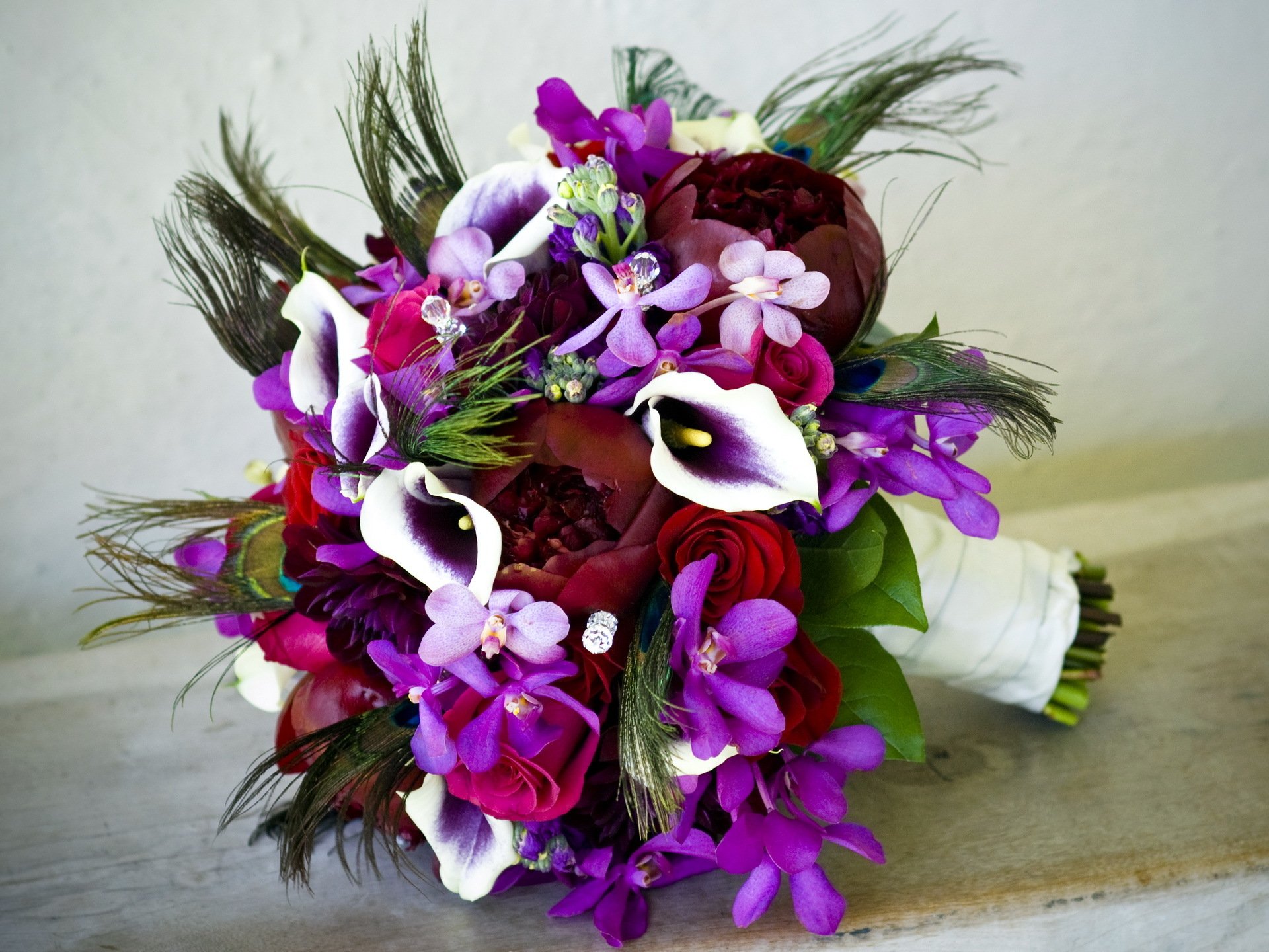 flor flores ramo orquídeas callas rosas pedrería orquídea peonía