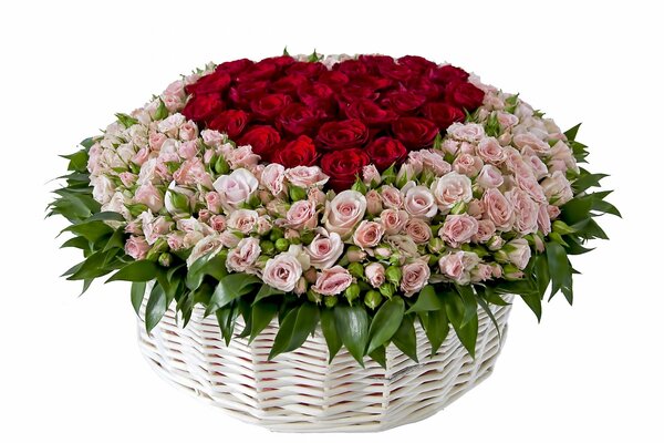 A gorgeous bouquet in a basket