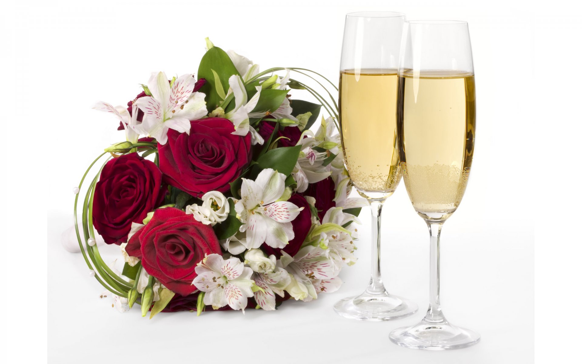 flowers flower roses bouquet glasses champagne