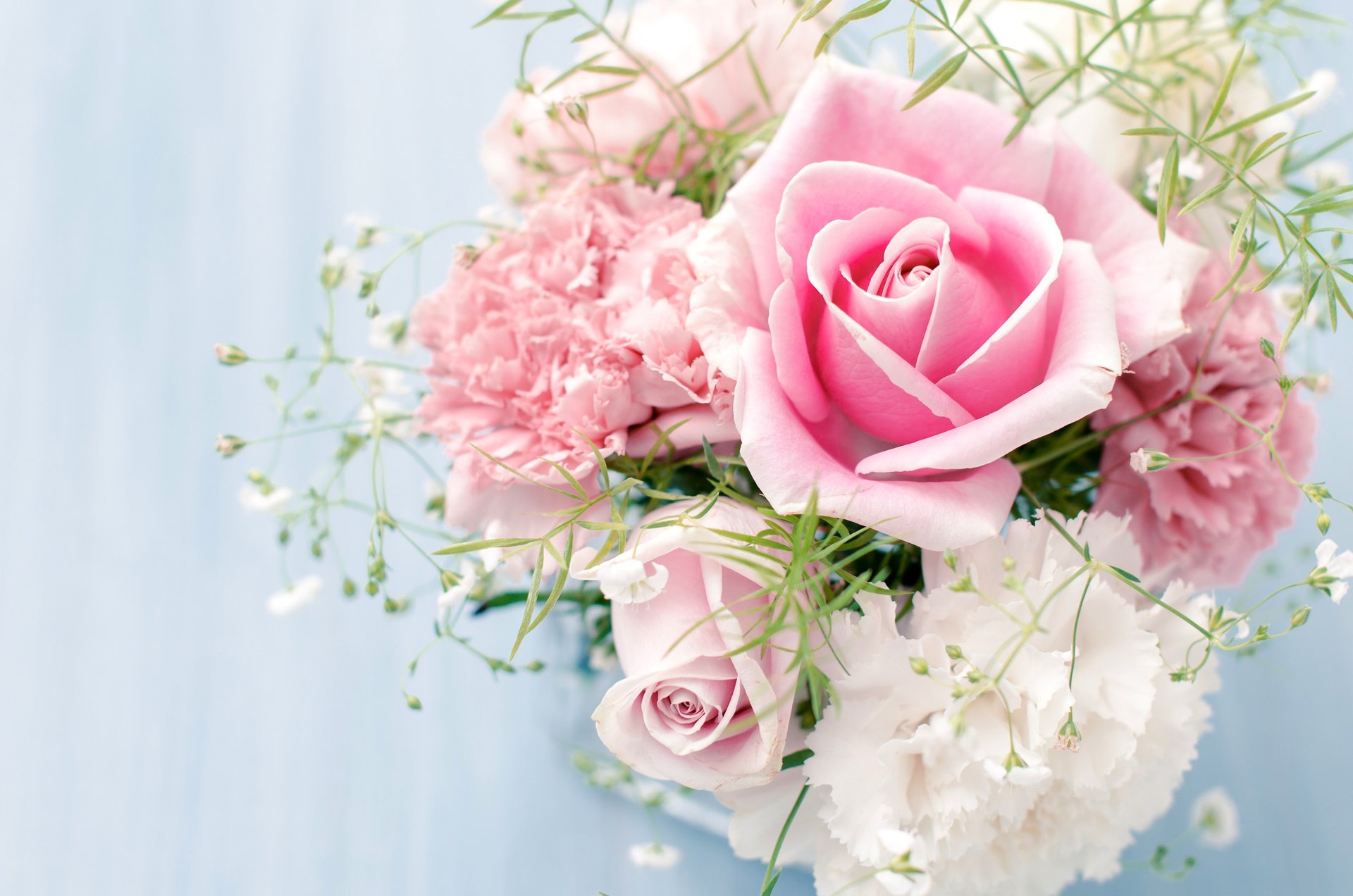 rosen rosa blumenstrauß nelken weiß blumen