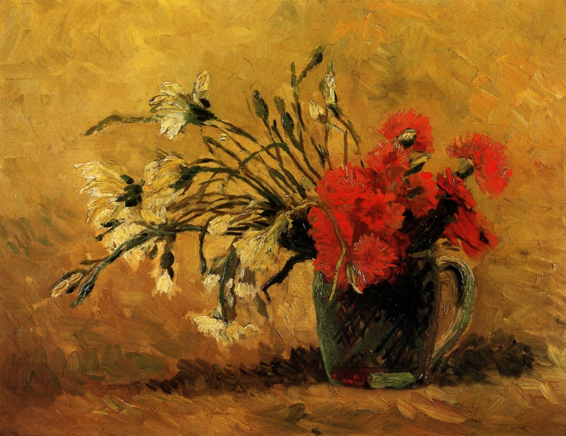 vincent van gog florero flores rojo claveles pintura