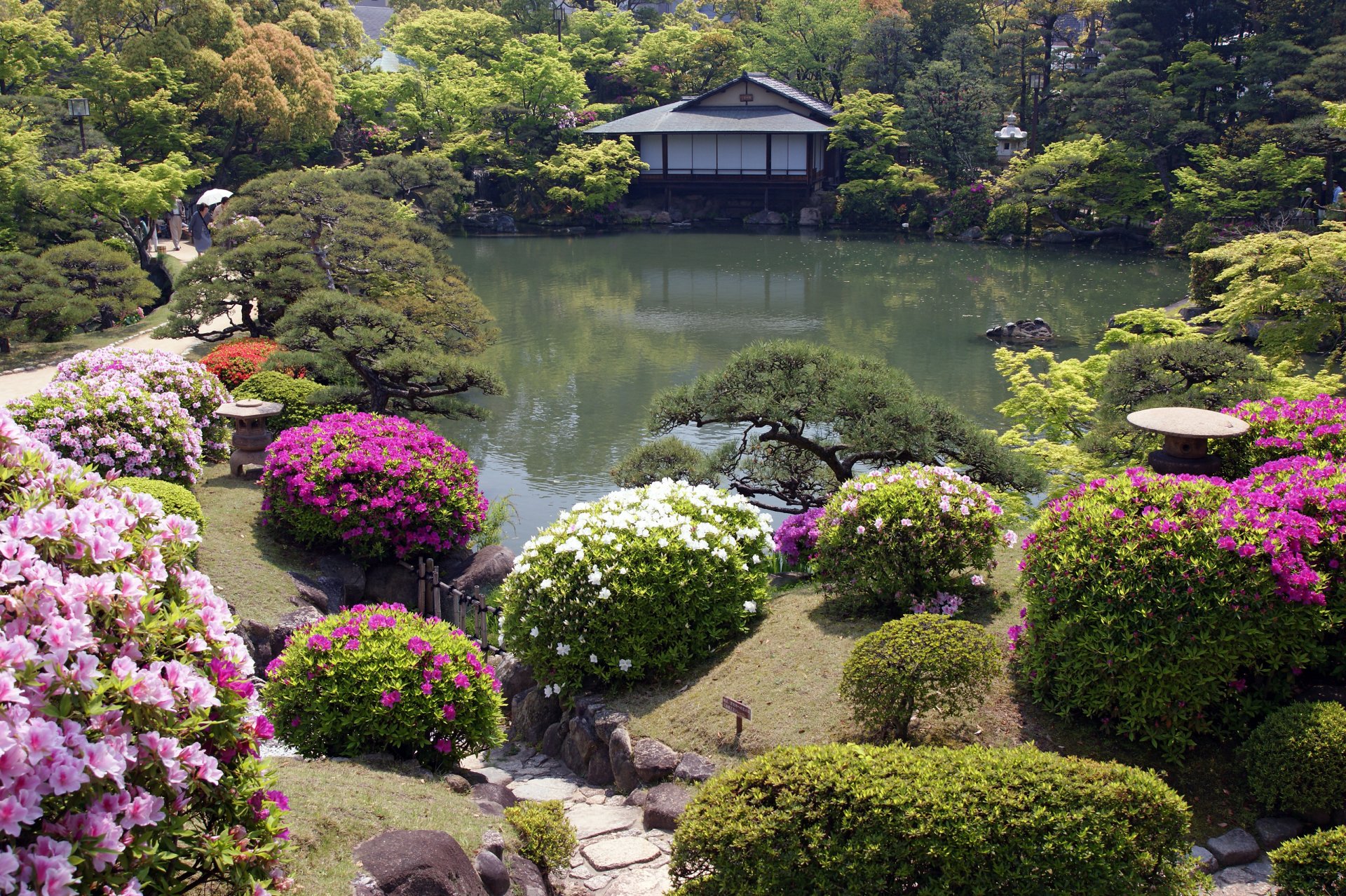 blumen japanischer garten häuschen