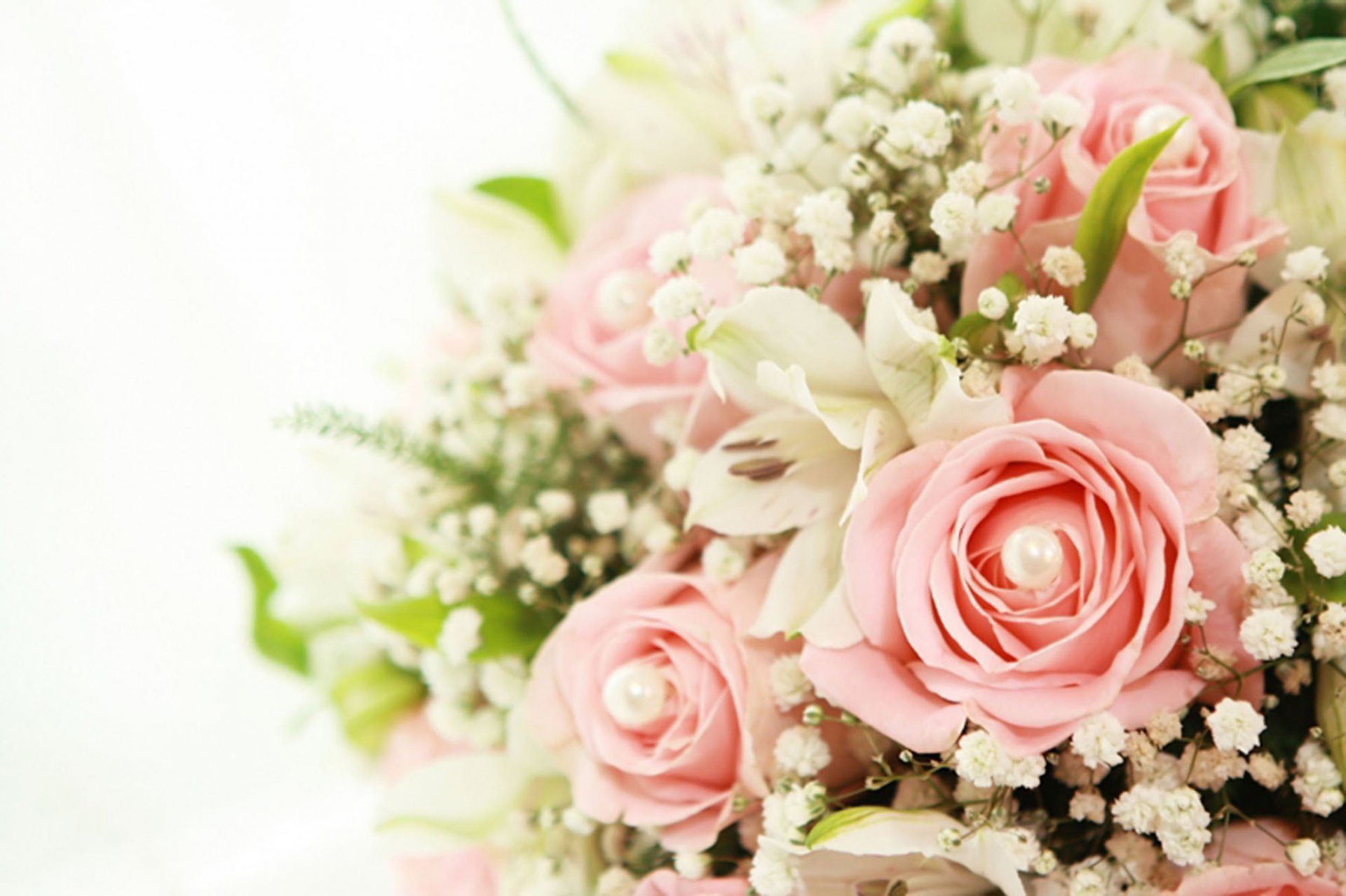 fleurs bouquet roses lys roses roses lys blancs perles