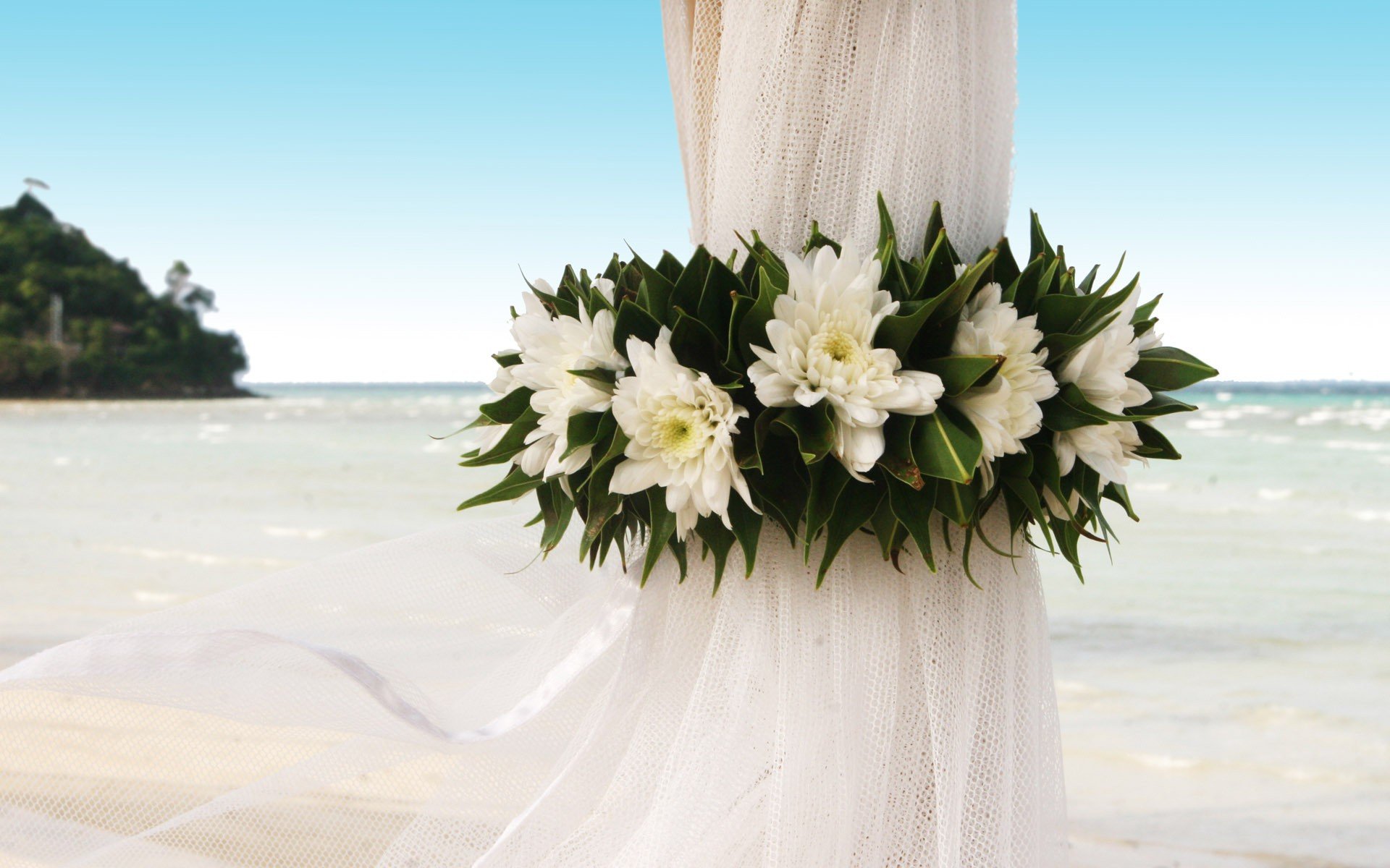 rideau fleurs rivage océan mariage événement