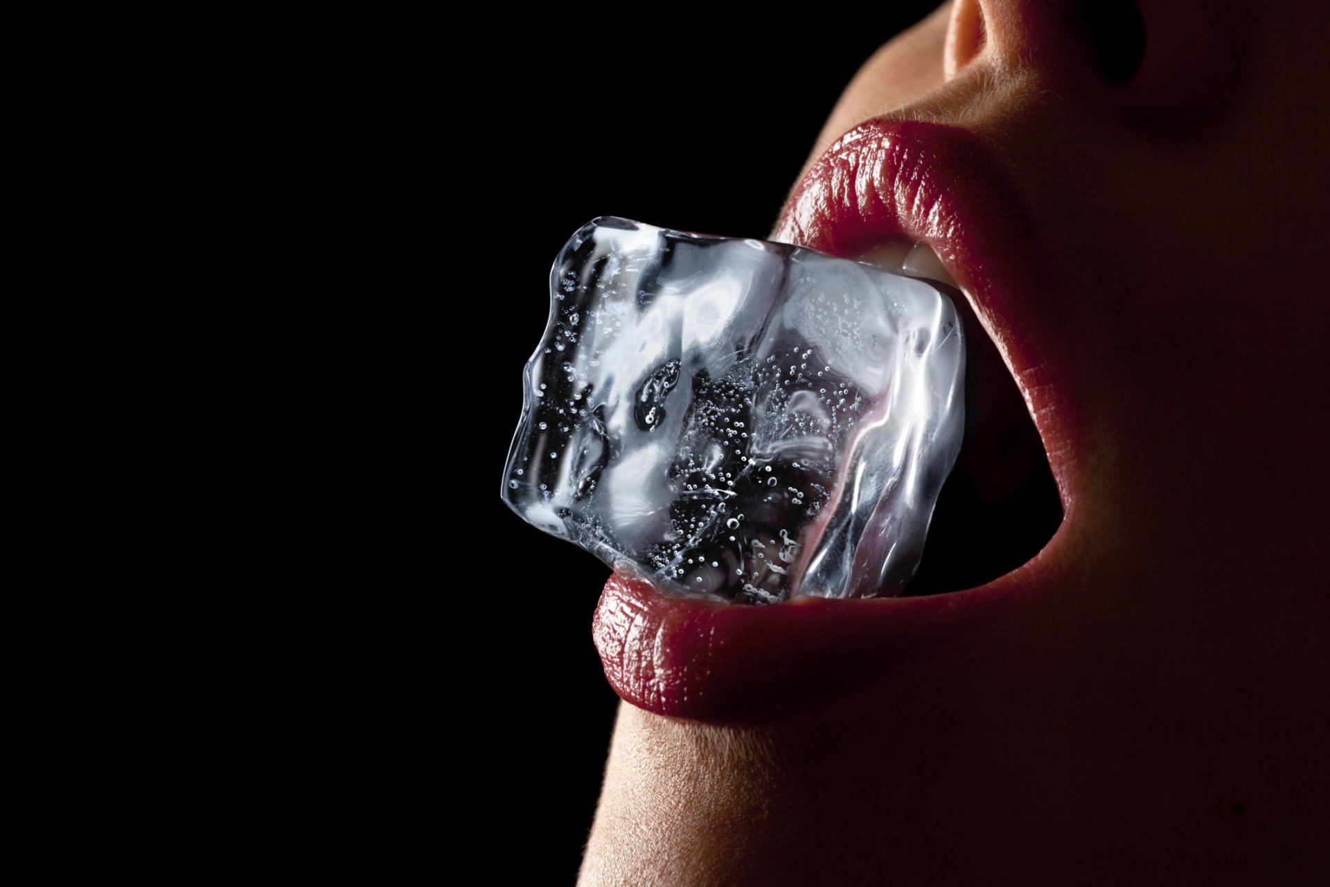 labios cubo de hielo dientes sexy