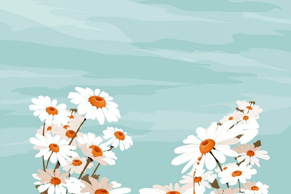 Vector background of bright daisies