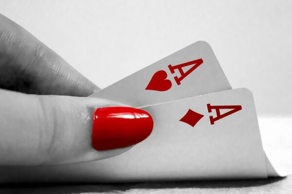 Two aces in the hands of a girl