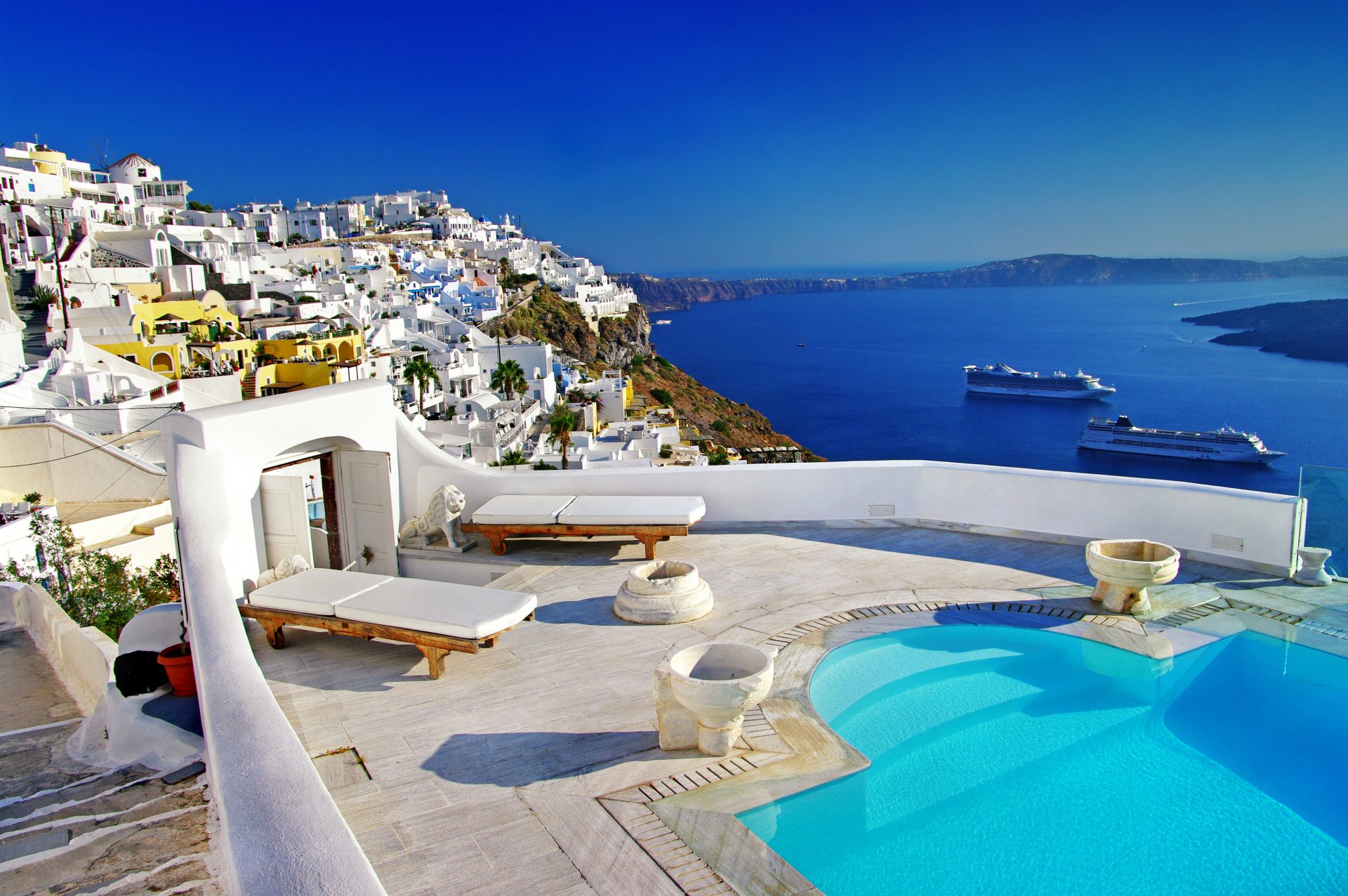 nature landscape sea house greece santorini