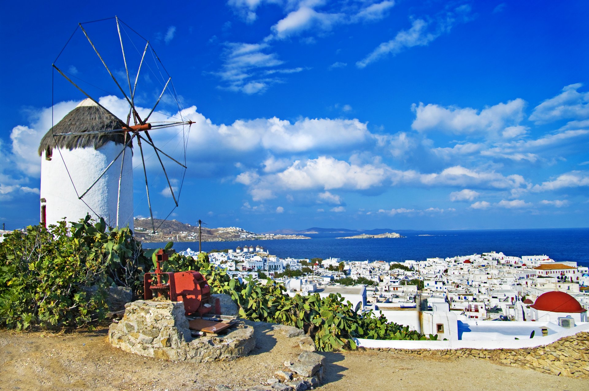 nature paysage ciel nuages maison mer grèce