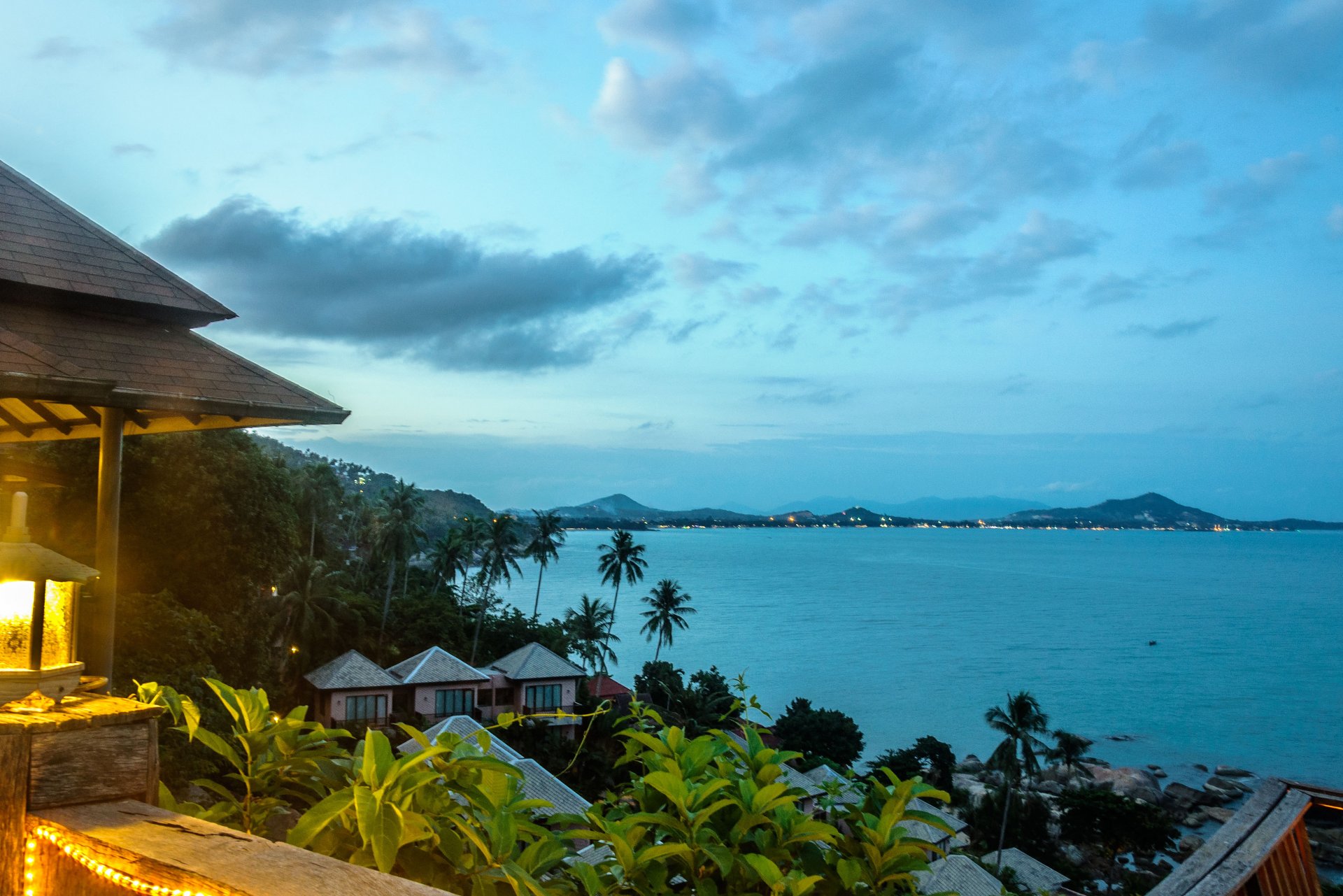 thailand island koh samui palm rock ocean bay sky beach lamps house thailand palm stone bay lantern