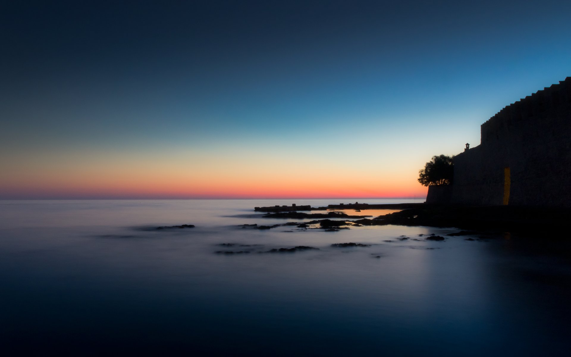 istrie croatie mer forteresse mur côte coucher de soleil