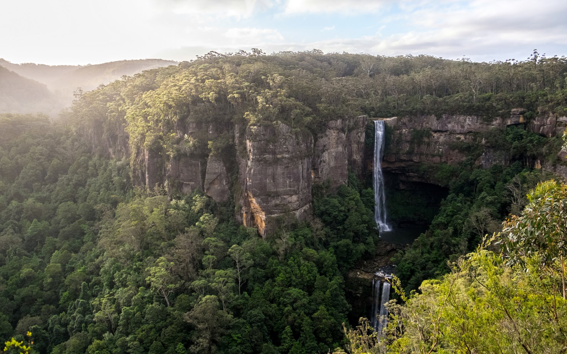 belmore falls kangourou valley australie panorama cascade roches forêt