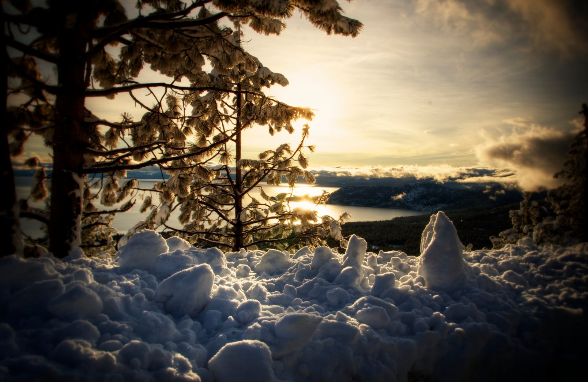 hiver neige lac nature hiver lake tahoe