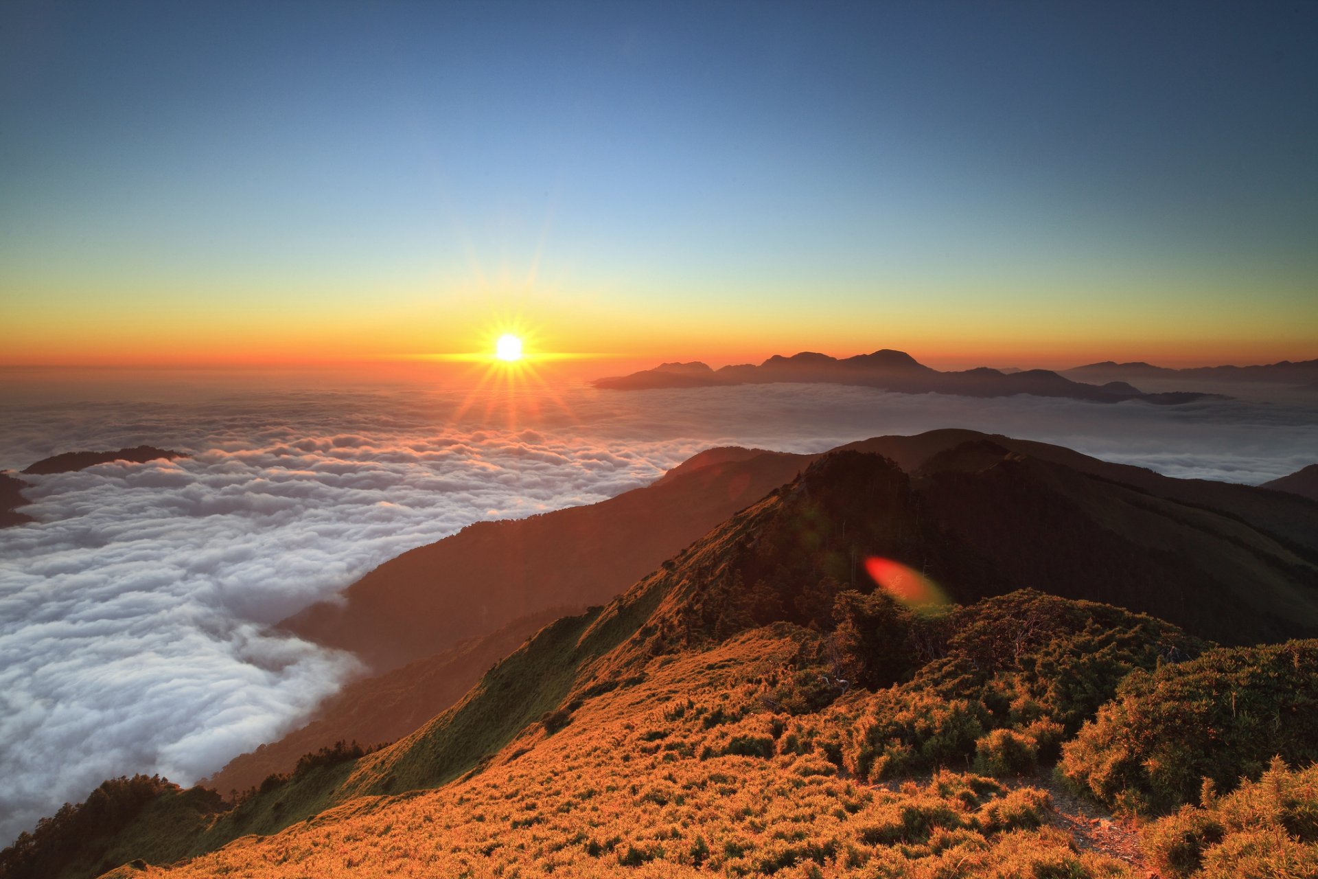 colinas altura nubes sol