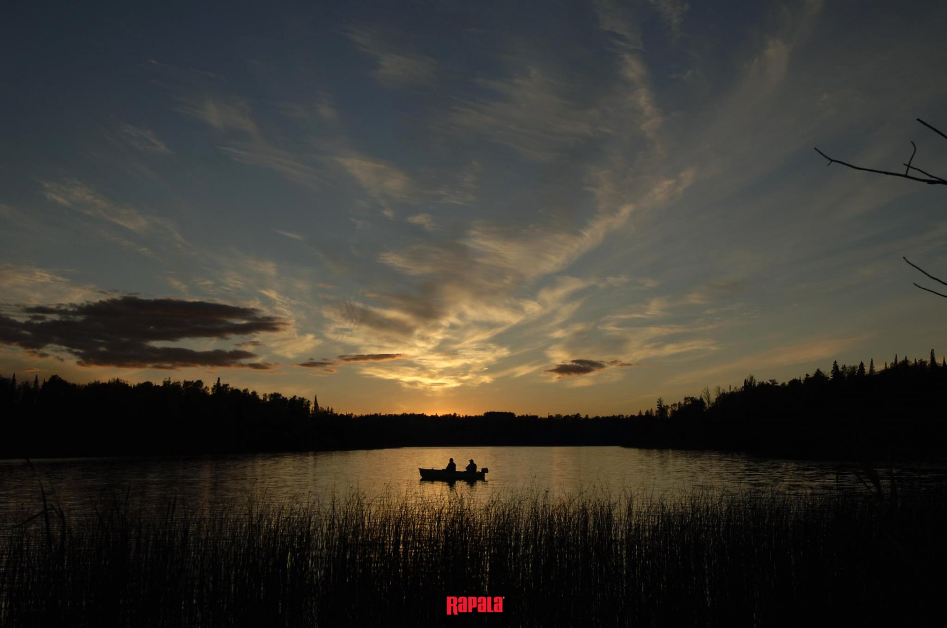 fishing boat fishermen fisherman dawn sky lake water clouds morning forest