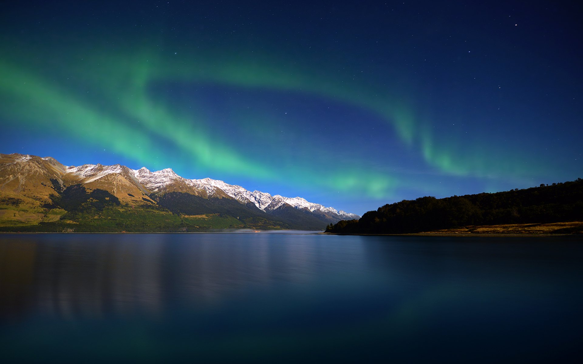 lago wakatipu lago nuova zelanda sera aurora