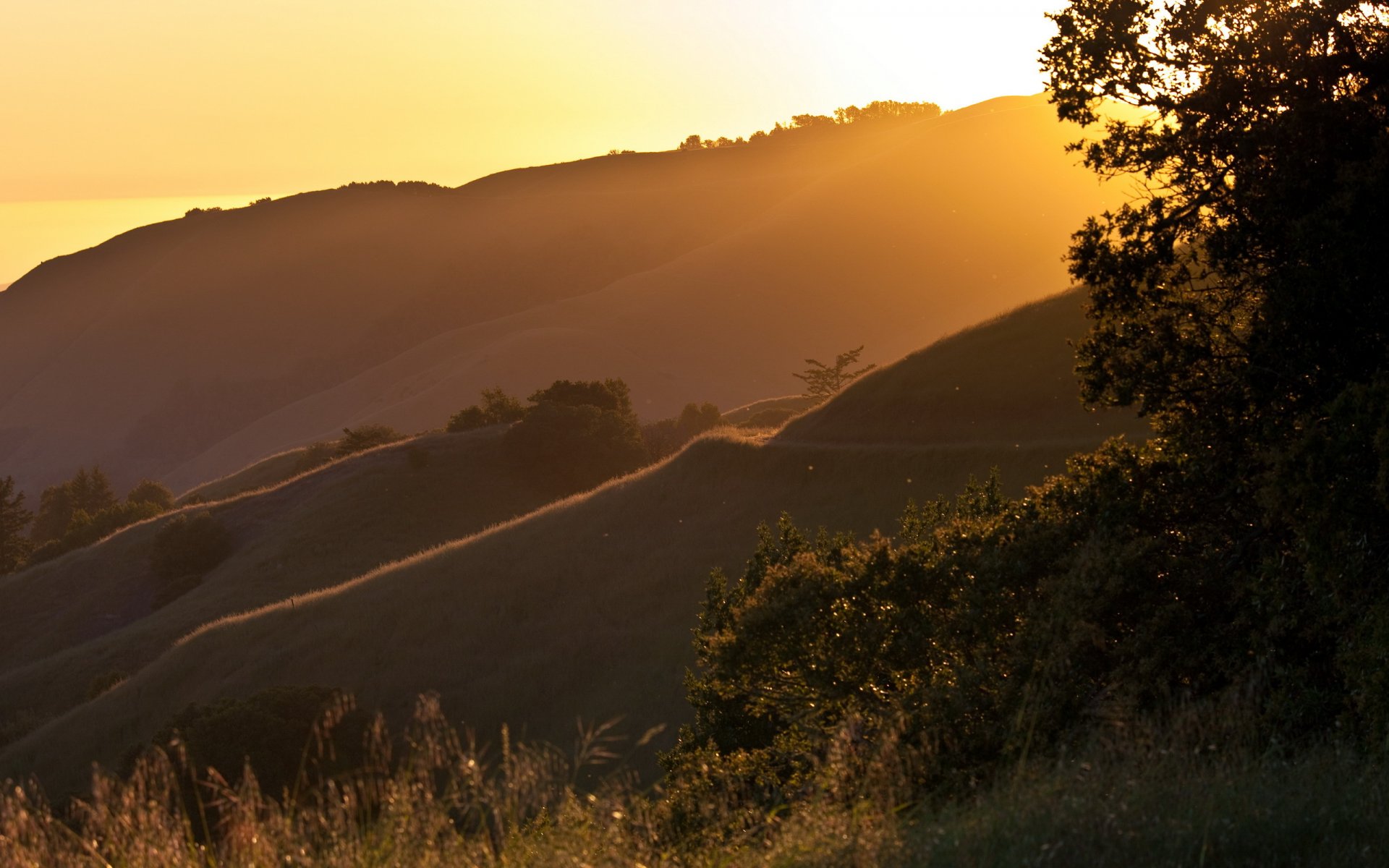 unset light mountain nature landscape