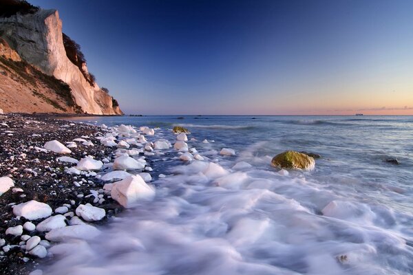 White stones on the shore