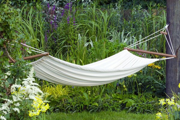 White hammock in the forest thicket