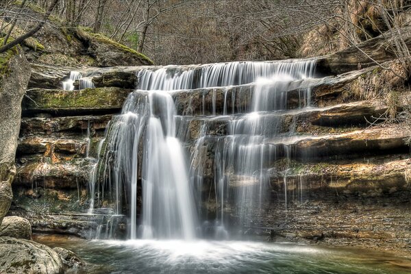 Una pequeña cascada en el bosque