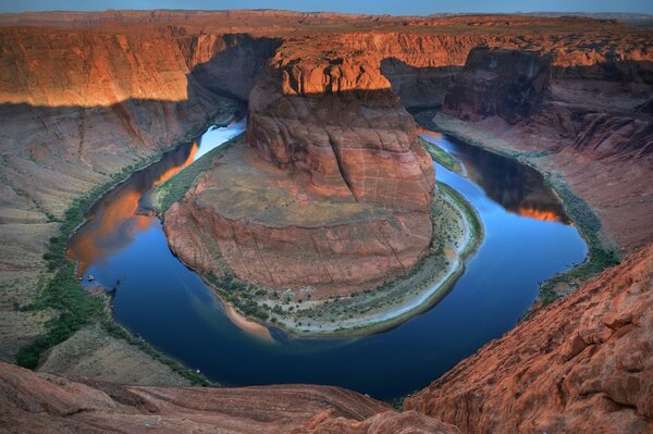 In the photo, a river in Colorado. Evening in Arizona