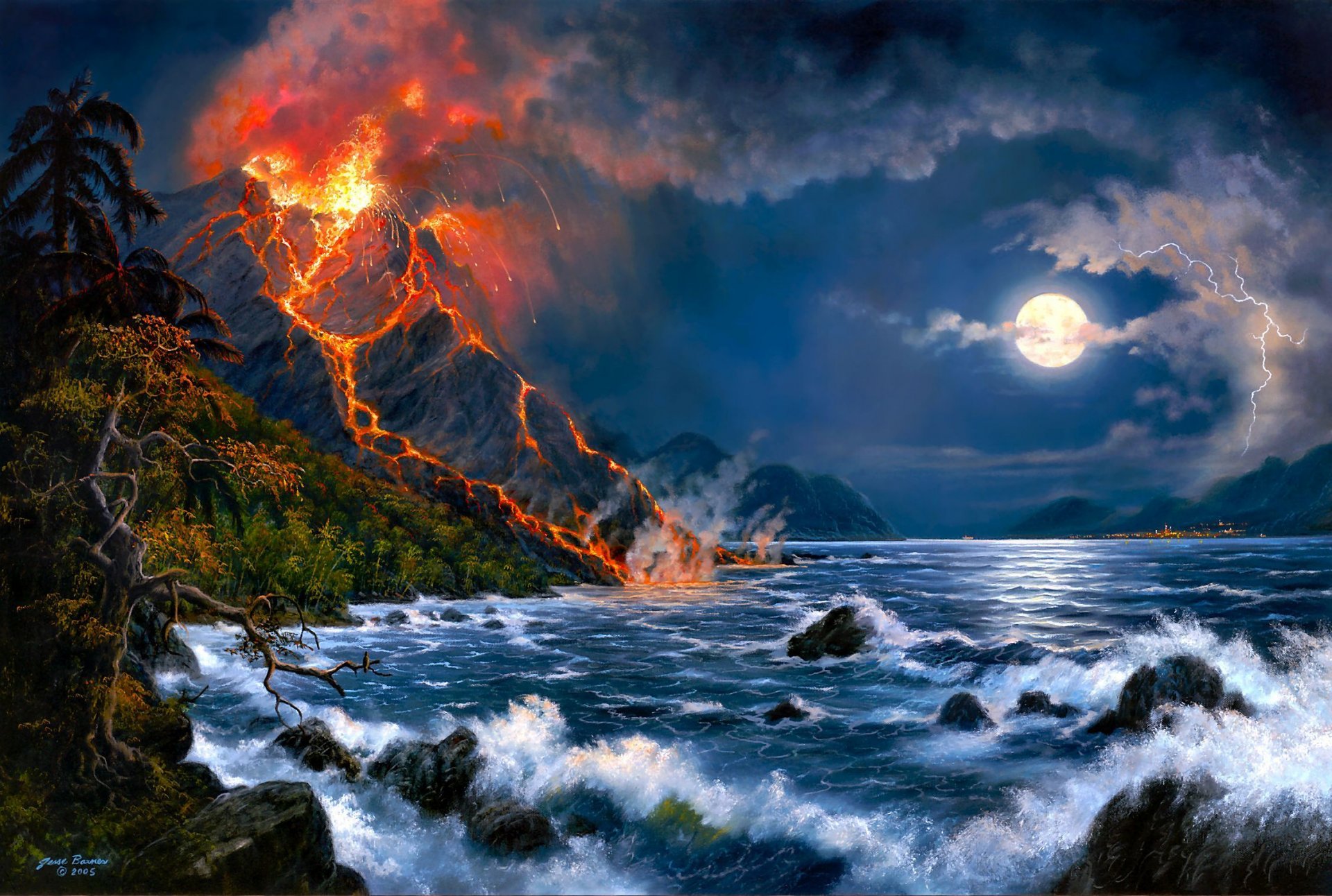 jesse barnes mer volcan éruption volcanique paysage art