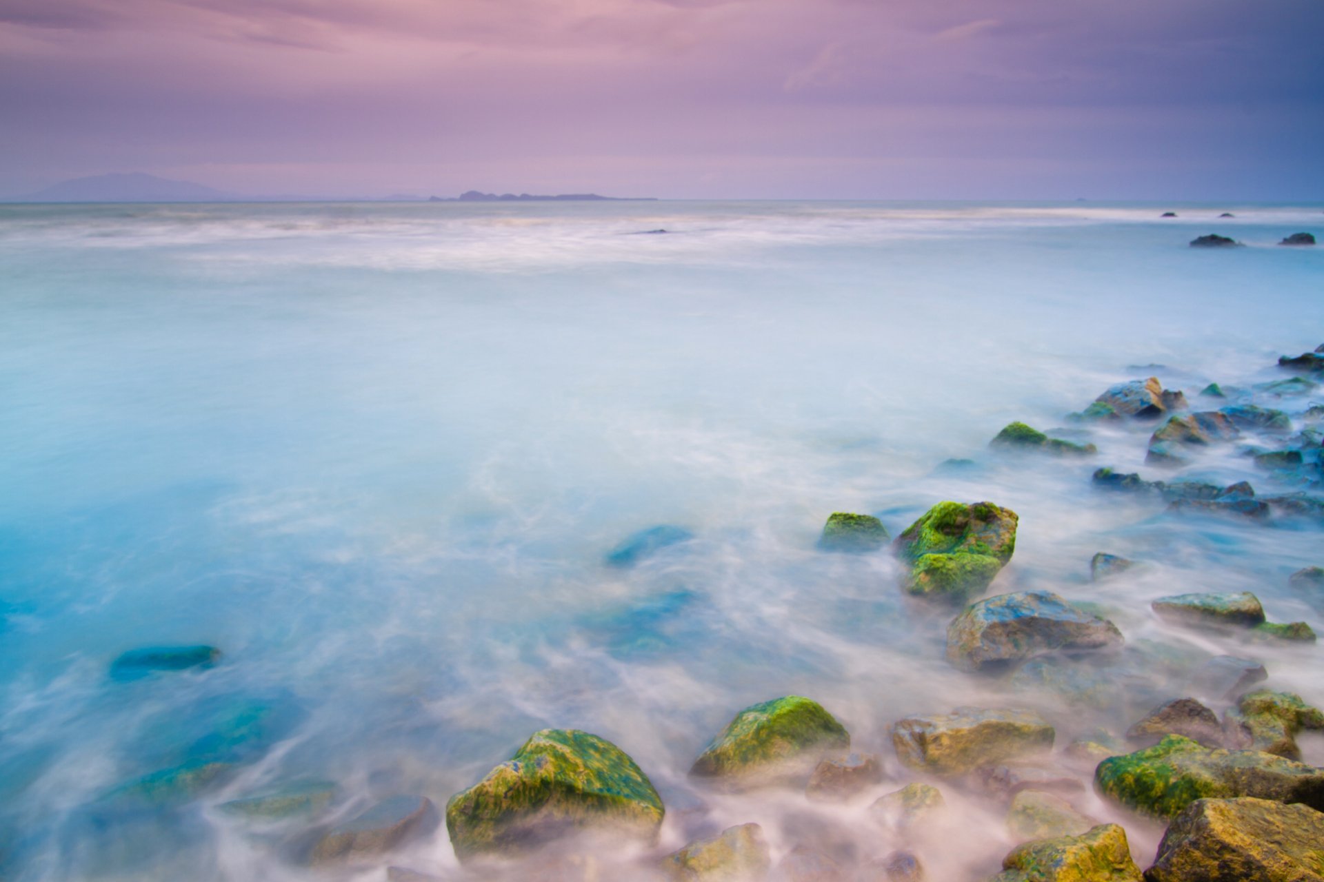 nature morning sea sky stone