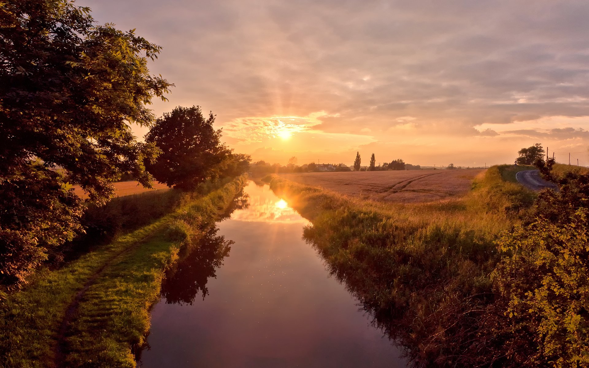 fluss himmel sonne reflexion ufer sommer