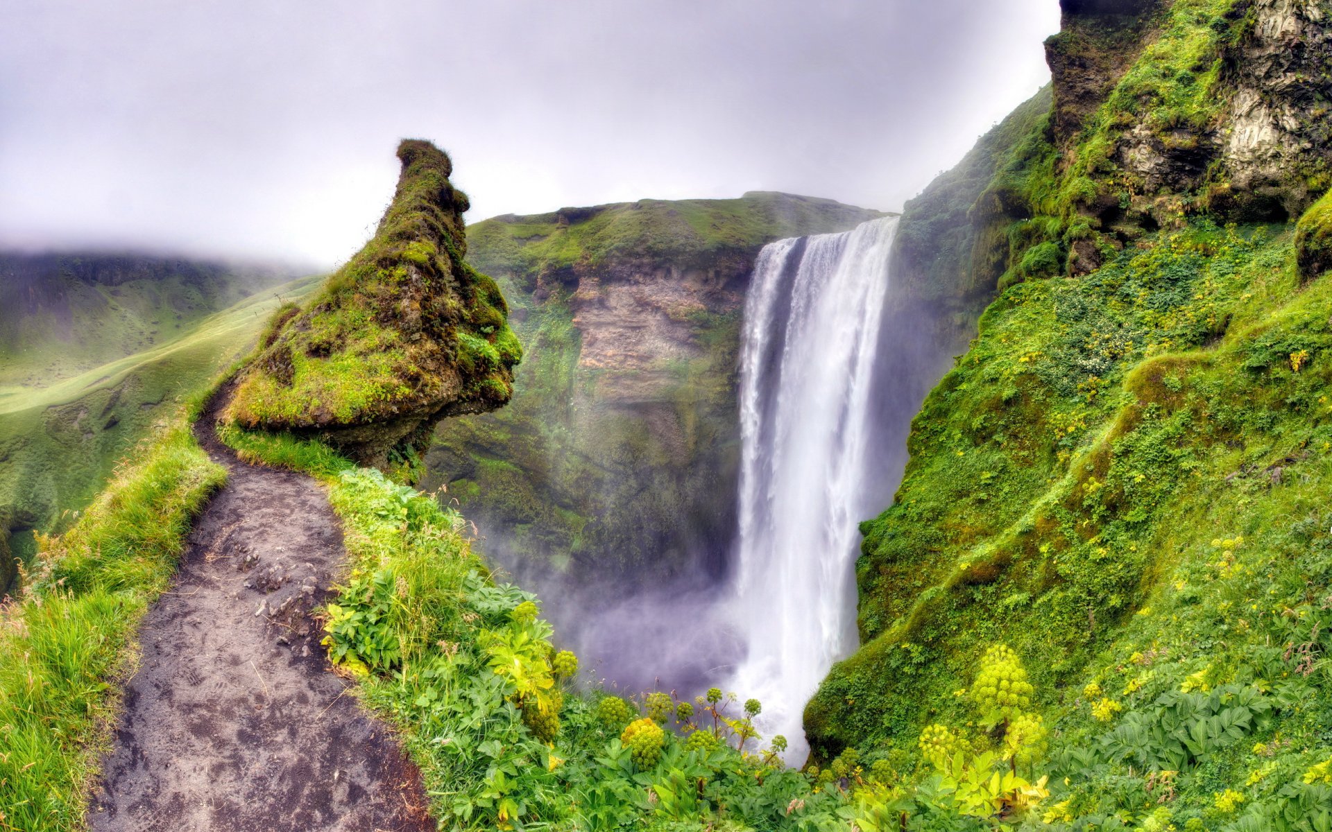 mountain river waterfall nature landscape