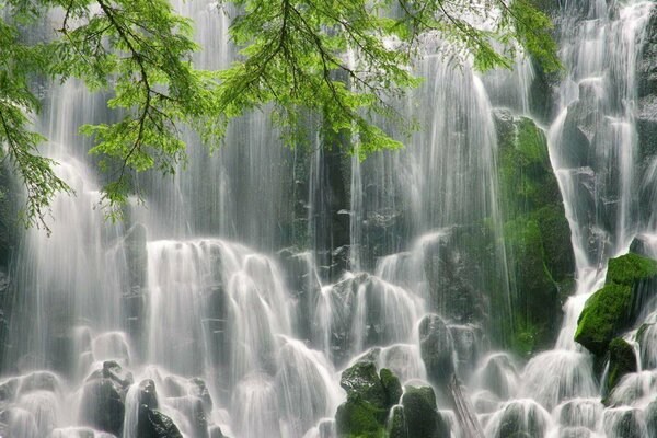 Wallpaper auf dem Desktop Wasserfall Natur