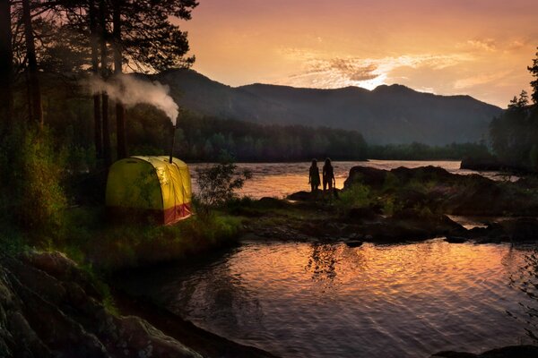 Hermosa vista, lago, naturaleza