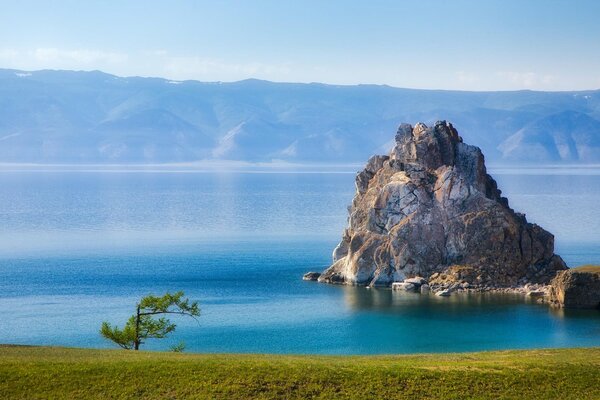 The purest lake, rocks, shore. Baikal