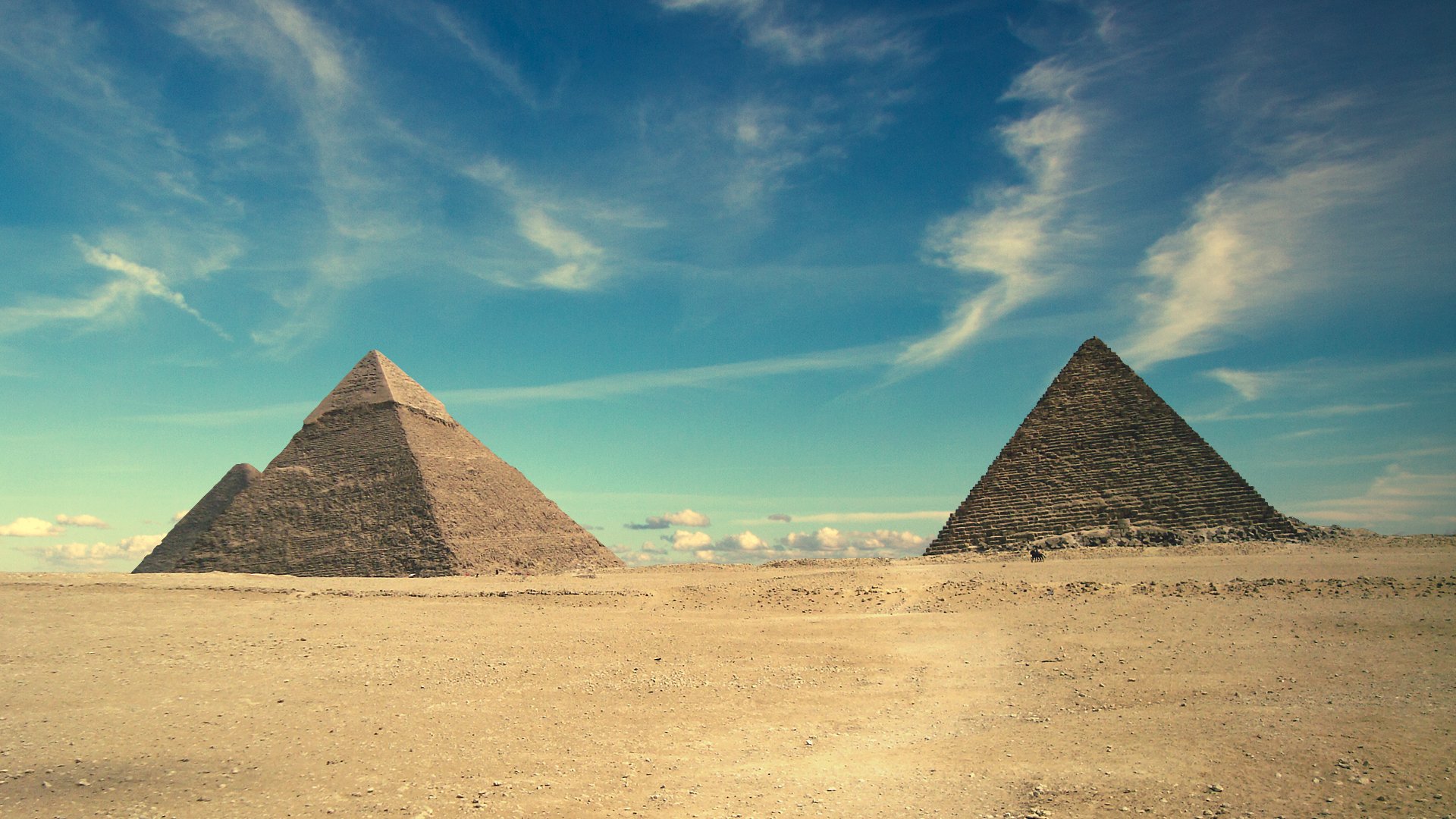 nature paysage pyramides egypte sable ciel nuages 1920x1080