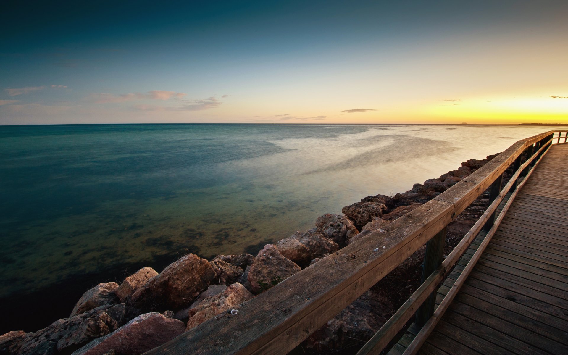 nature landscape ocean water tide sand sky sun clouds stones rocks 2560x1600