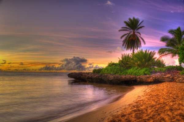 Sunset on the sea beach