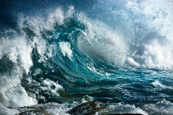 Big blue wave of the sea