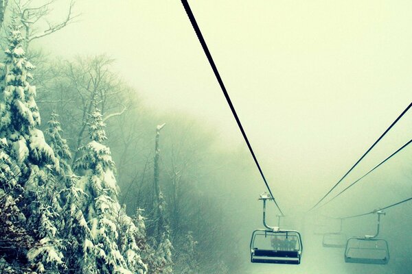 Cable car is expensive uphill in winter