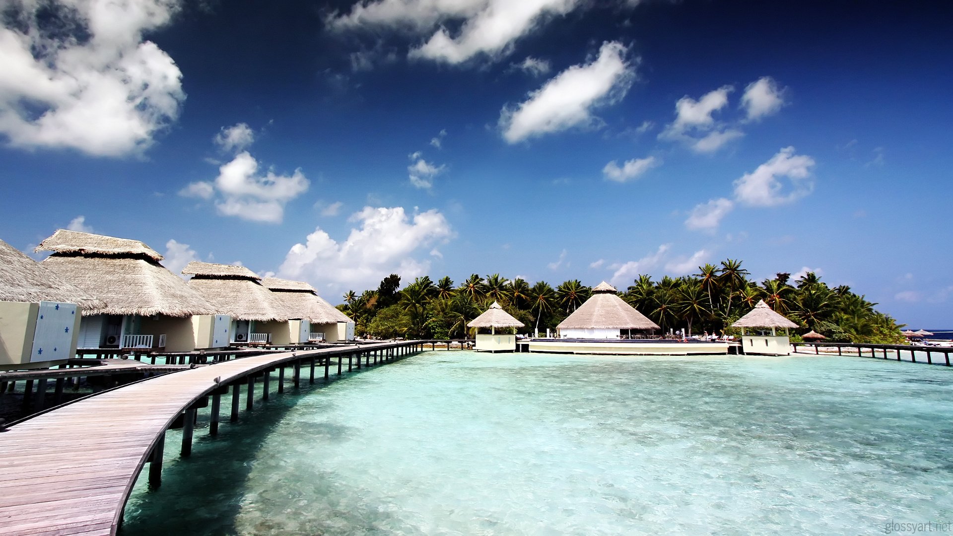 thé récif d ellaido hôtel île ellaido maldives palmiers ciel nuages