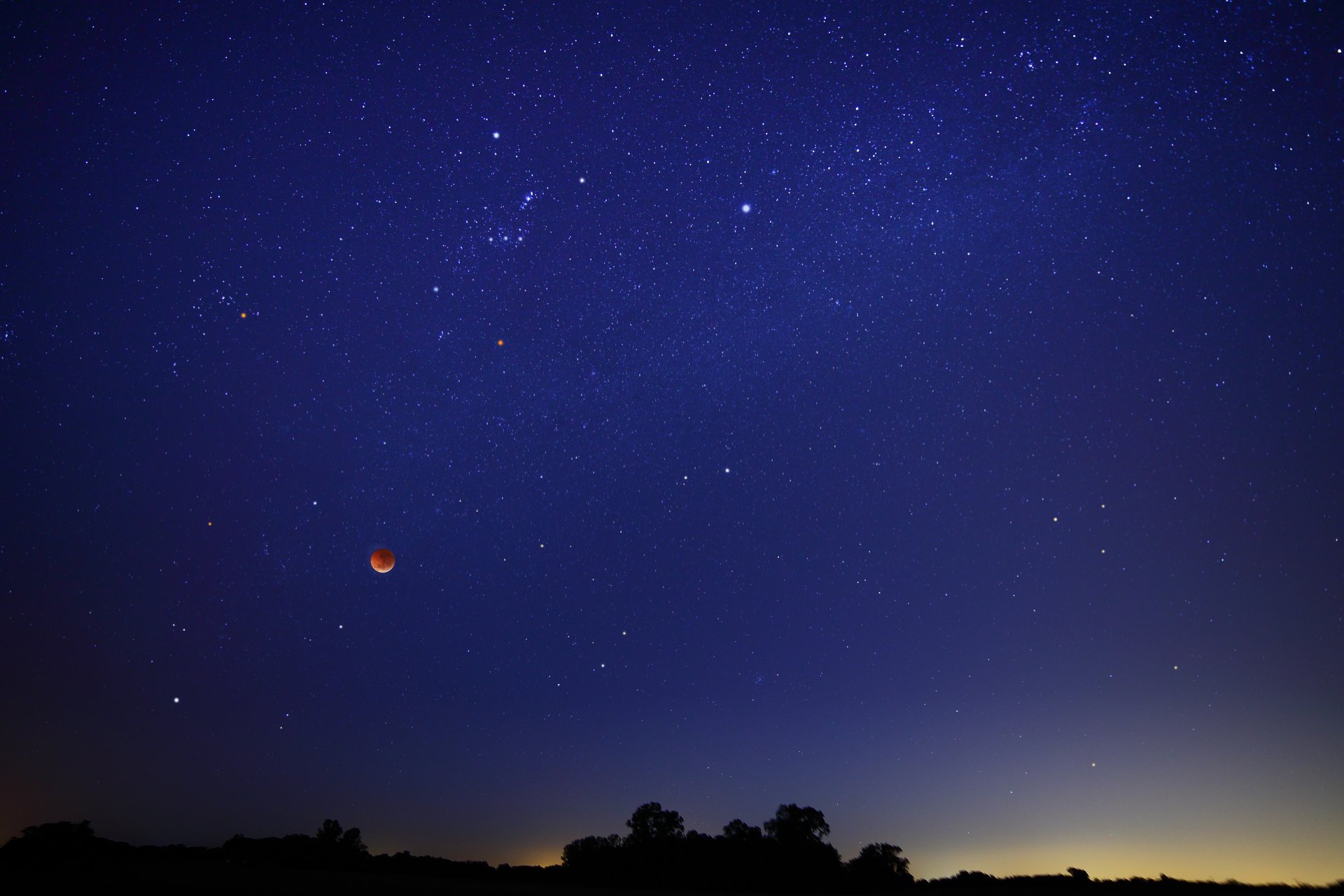 eclipse luna cielo estrellas