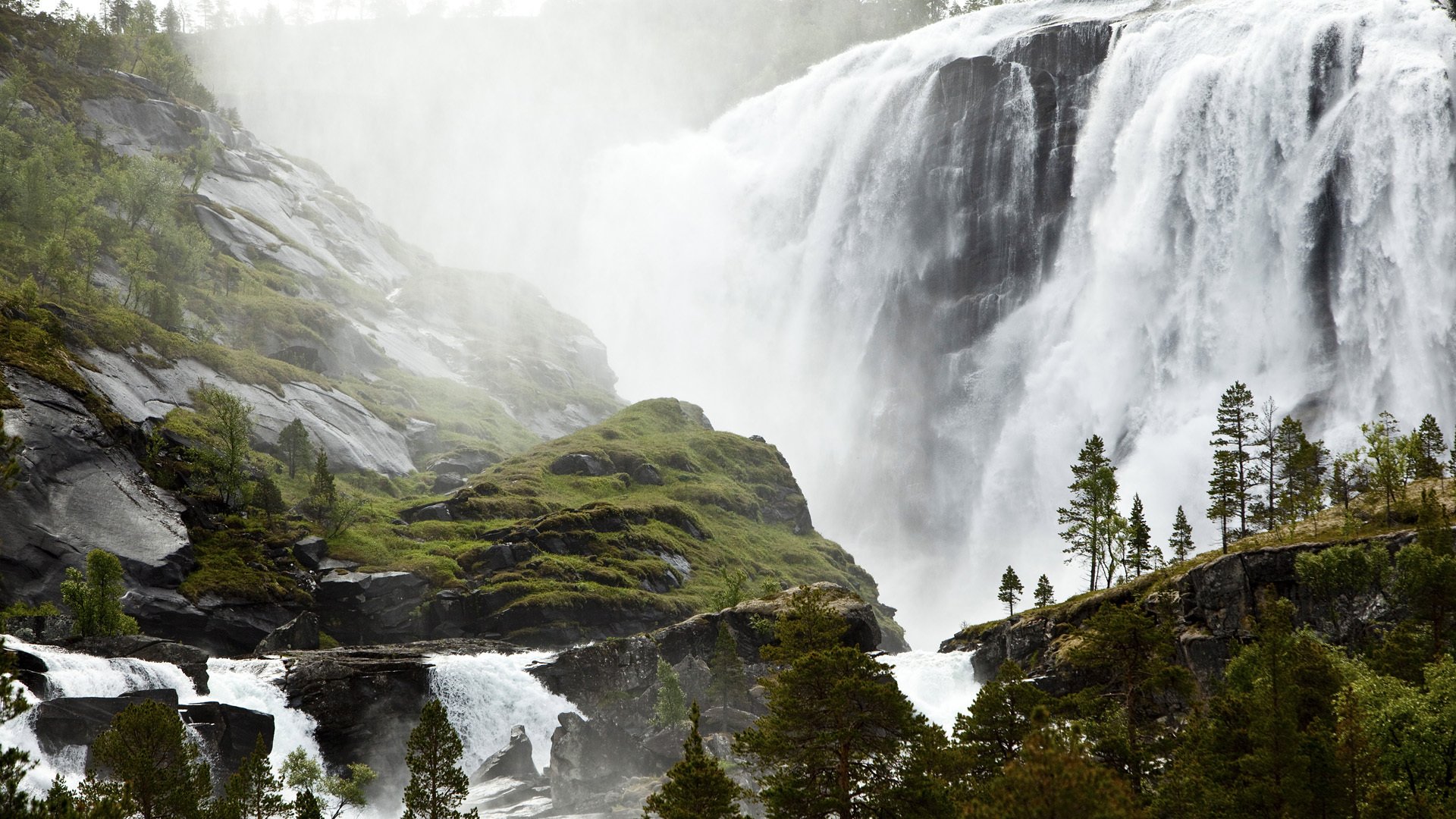 waterfall small sami fishing village norway near the fishing village