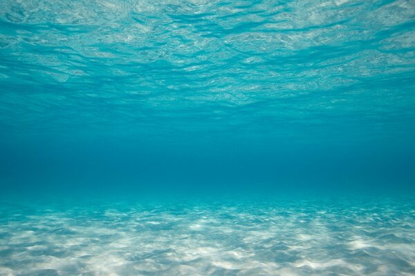 Azure sea with a sandy bottom