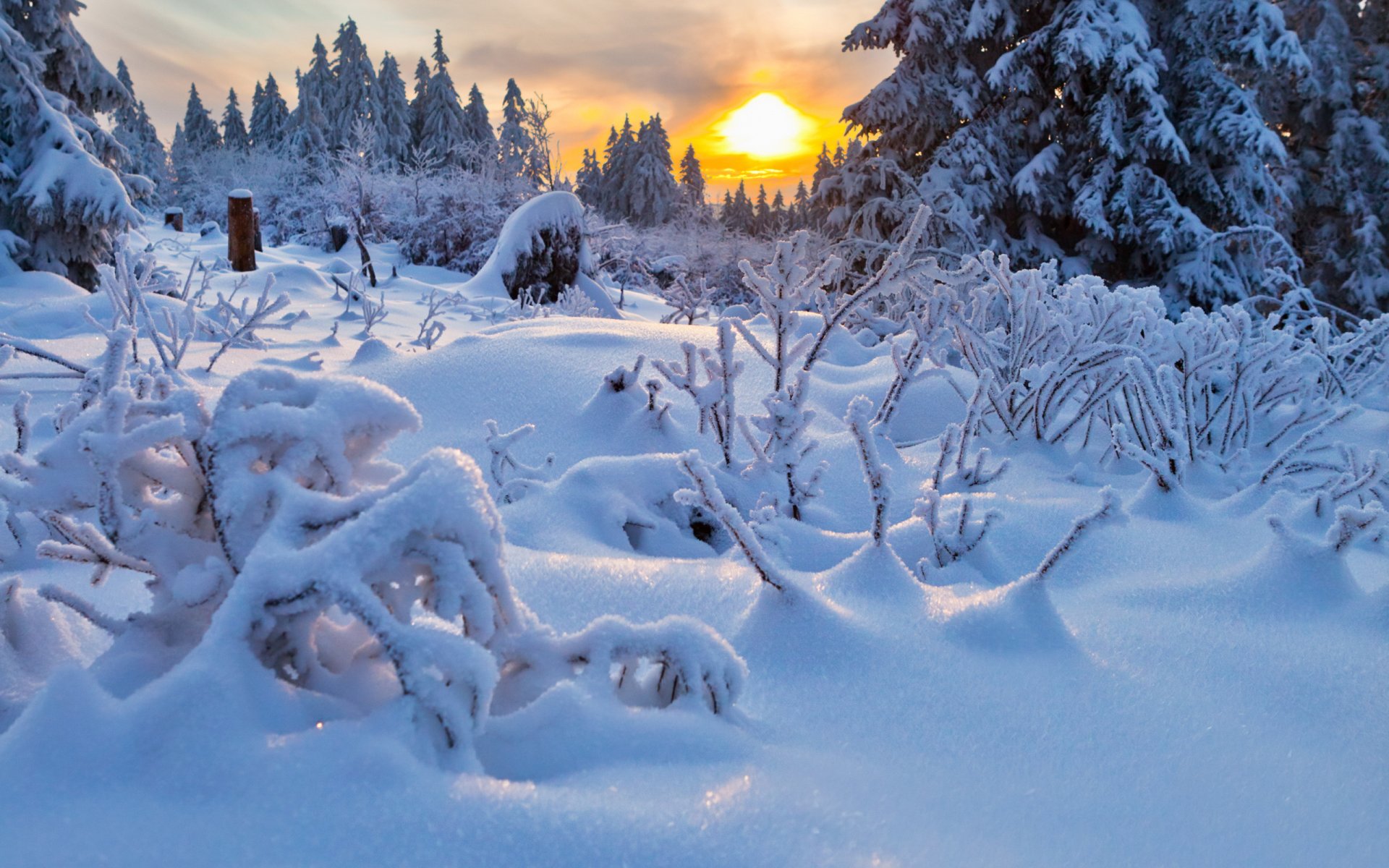 hiver brise-vent coucher de soleil