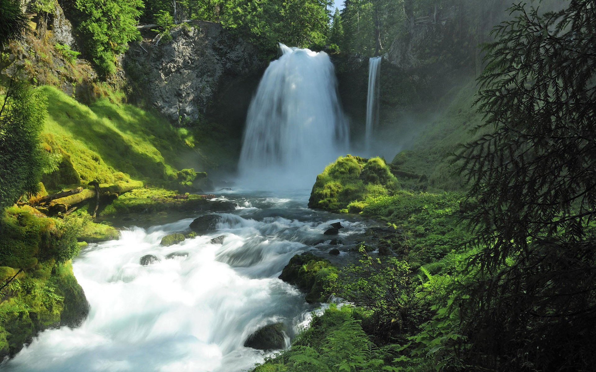 natur wasserfall sommer wald wasser steine