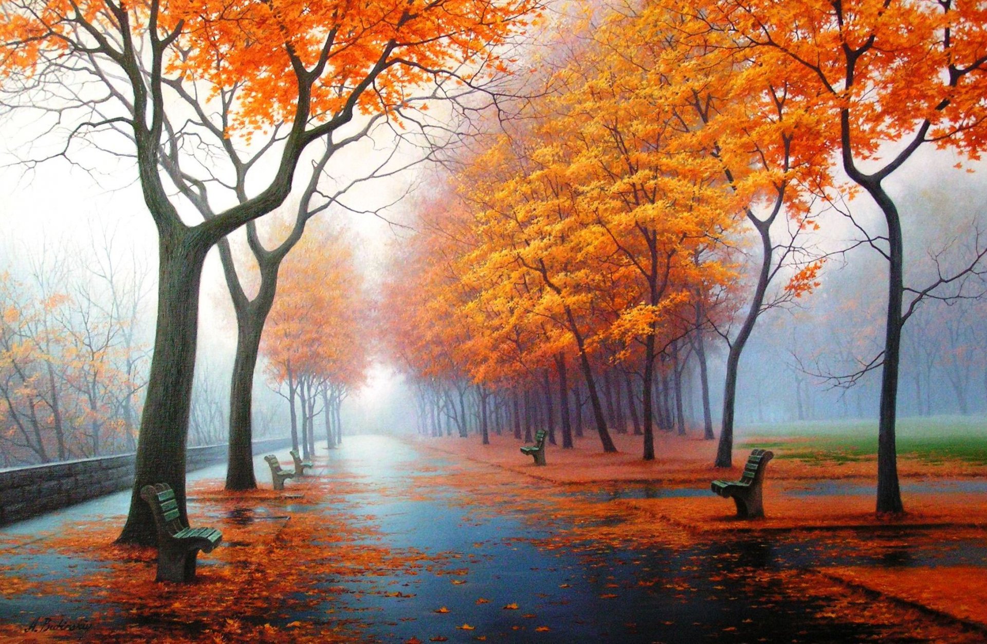 pattern painting art nature picture pictures autumn park