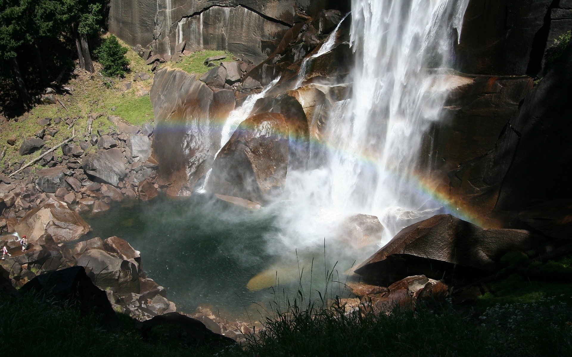 felsen bruch wasserfall regenbogen kraft fängt ein