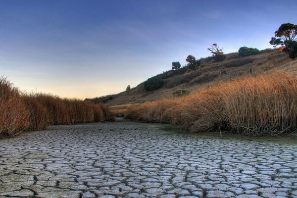 Cauce seco del río con grietas